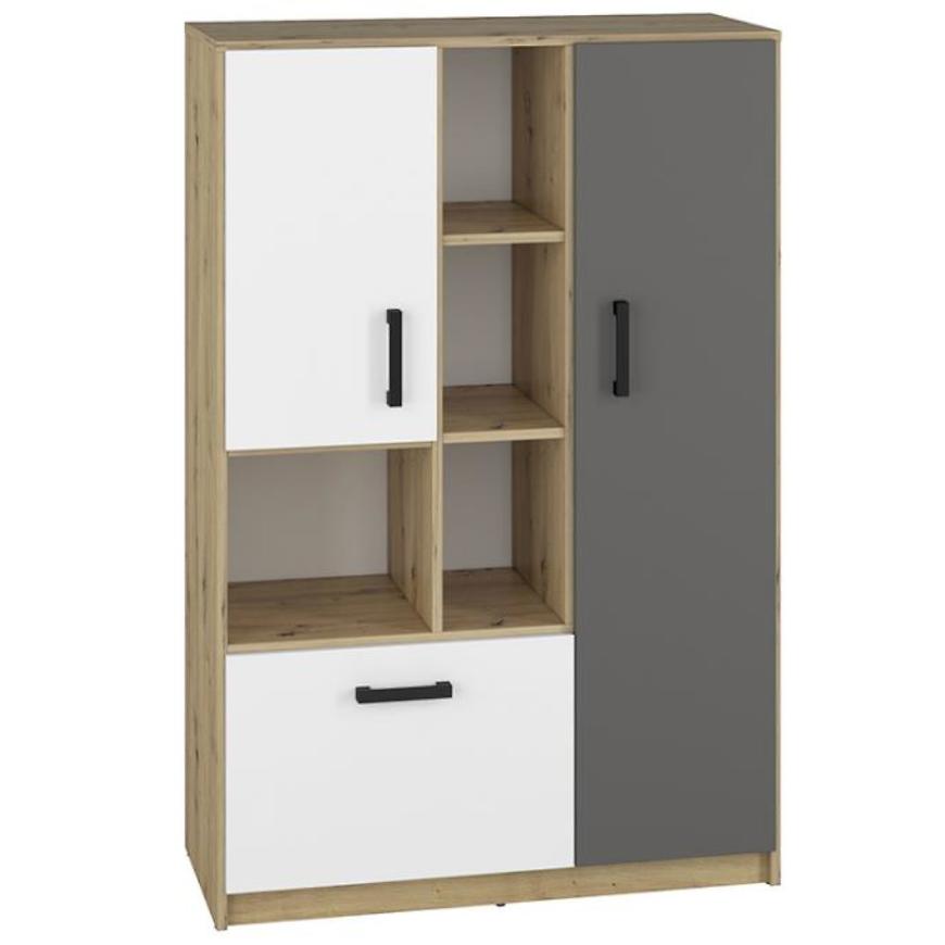 Regál Fini 139cm Dub Artisan/Bílá/Antracit BAUMAX