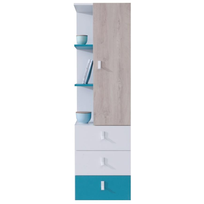 Regál Planet 45 cm Bílý/Dub/Tyrkysový BAUMAX