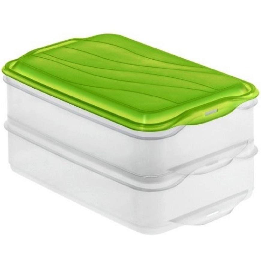 Rotho box dvoukomorový 2 x1.35l Rondo průhl./zelený BAUMAX