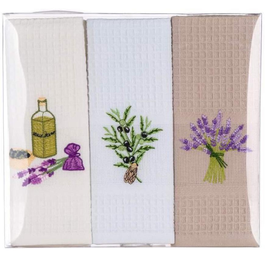 Sada utěrek 3 ks Levandule i Oliva med45x70 mix 1000582 BAUMAX