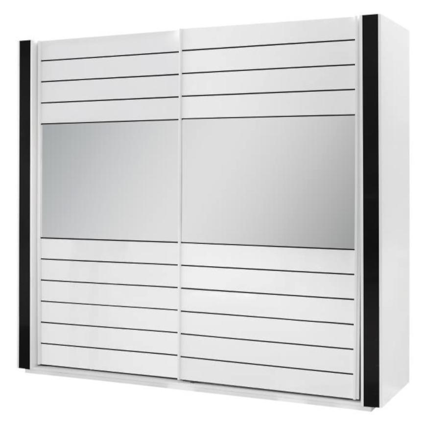 Skříň 250 cm Linn Bílá/Černá Lesk BAUMAX