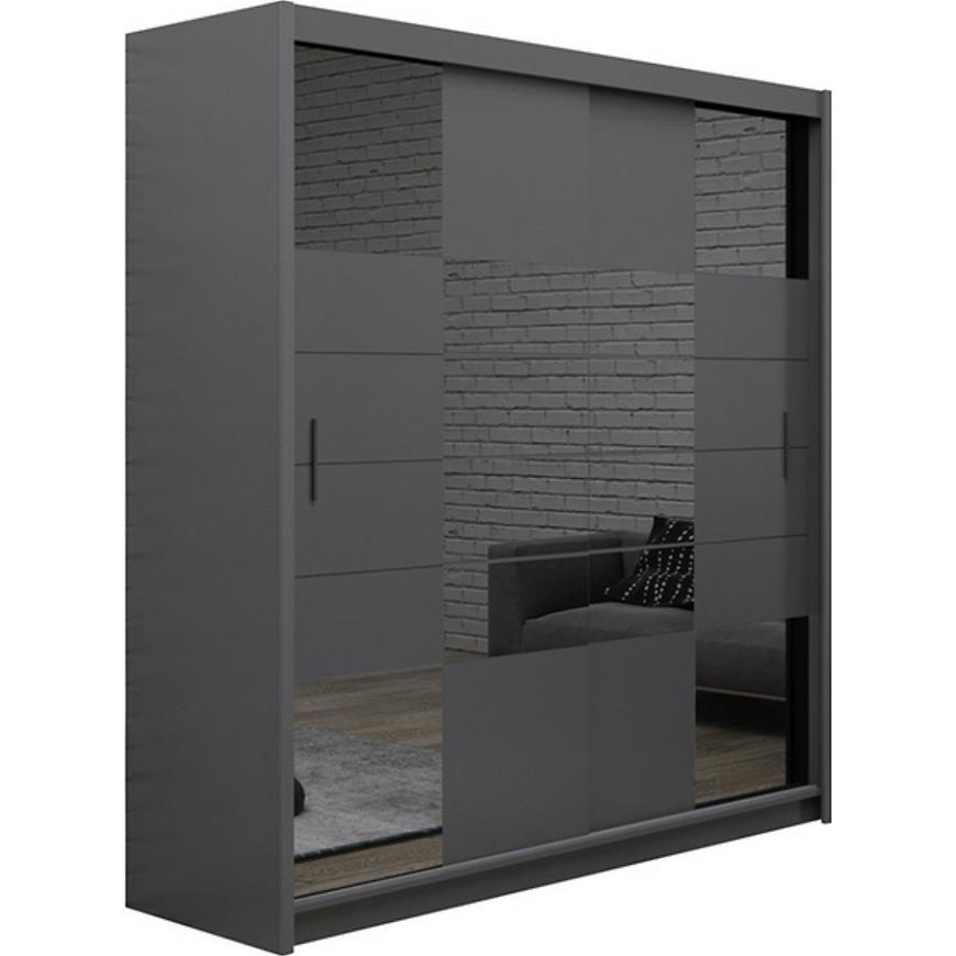 Skříň Aruba-2 203cm Grafitová/Grafitove Zrcadlo BAUMAX