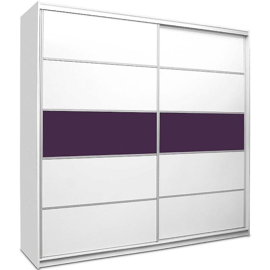 Skříň Dubaj 226cm Bílá/Fialové Sklo BAUMAX
