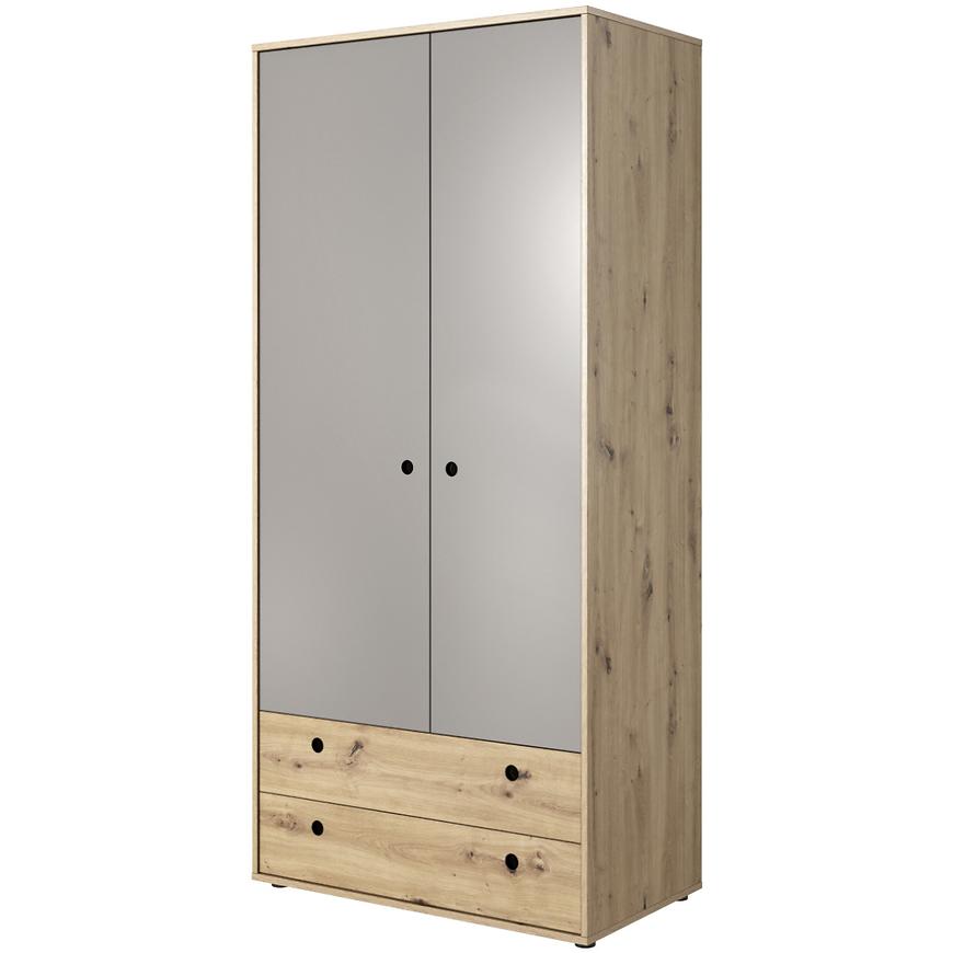 Skříň Kuki 90cm Dub Arisan/Sivá Platina BAUMAX