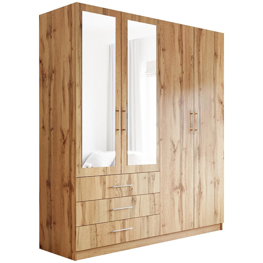 Skříň Pekin D4 196cm Dub Wotan/Zrcadlo BAUMAX