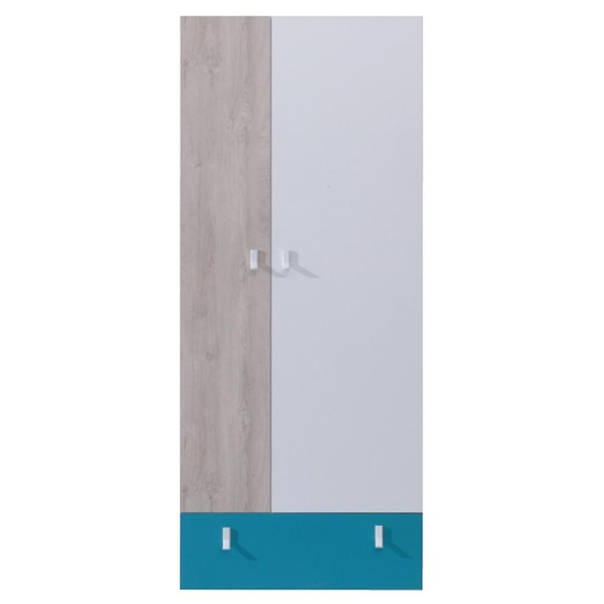 Skříň Planet 80 cm Bílý/Dub/Tyrkysový BAUMAX