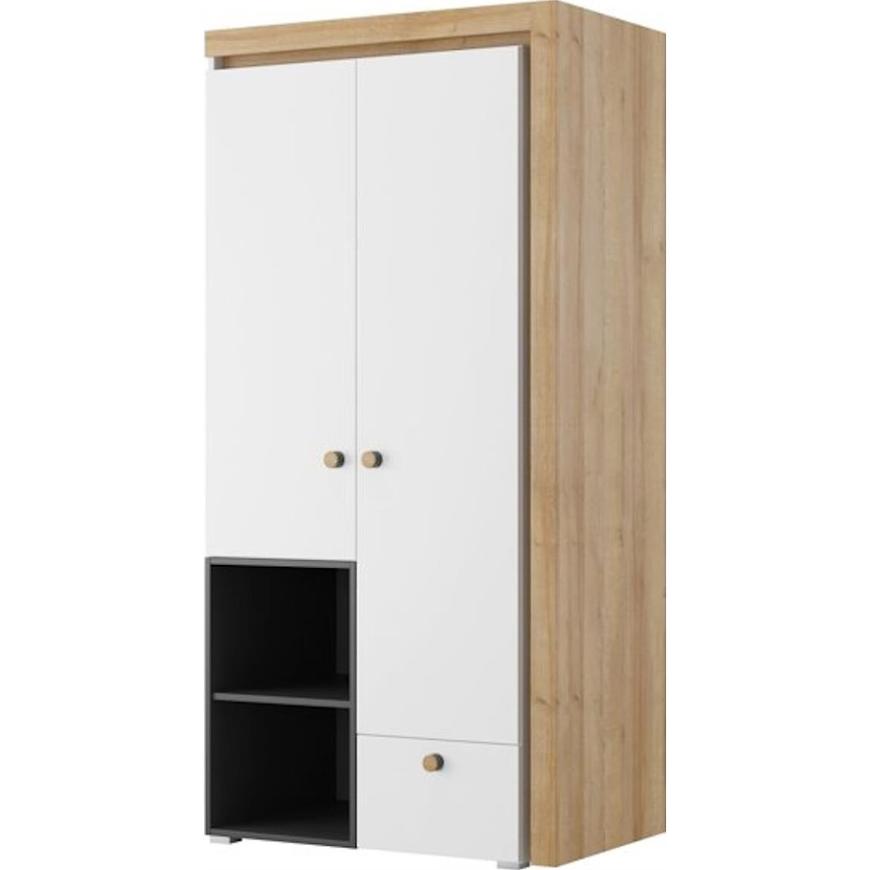 Skříň Riva 95 cm Černá Mat/Dub Riviera/Bílý BAUMAX