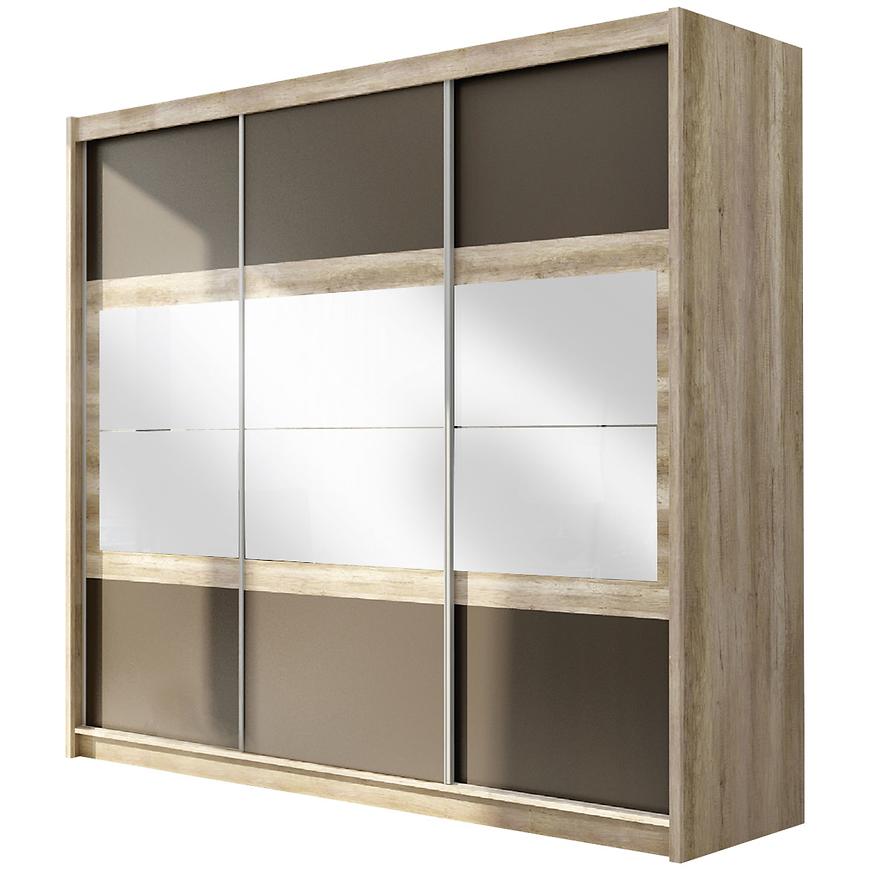Skříň Salwador 250cm Dub Canyon/Lava/Zrcadlo BAUMAX