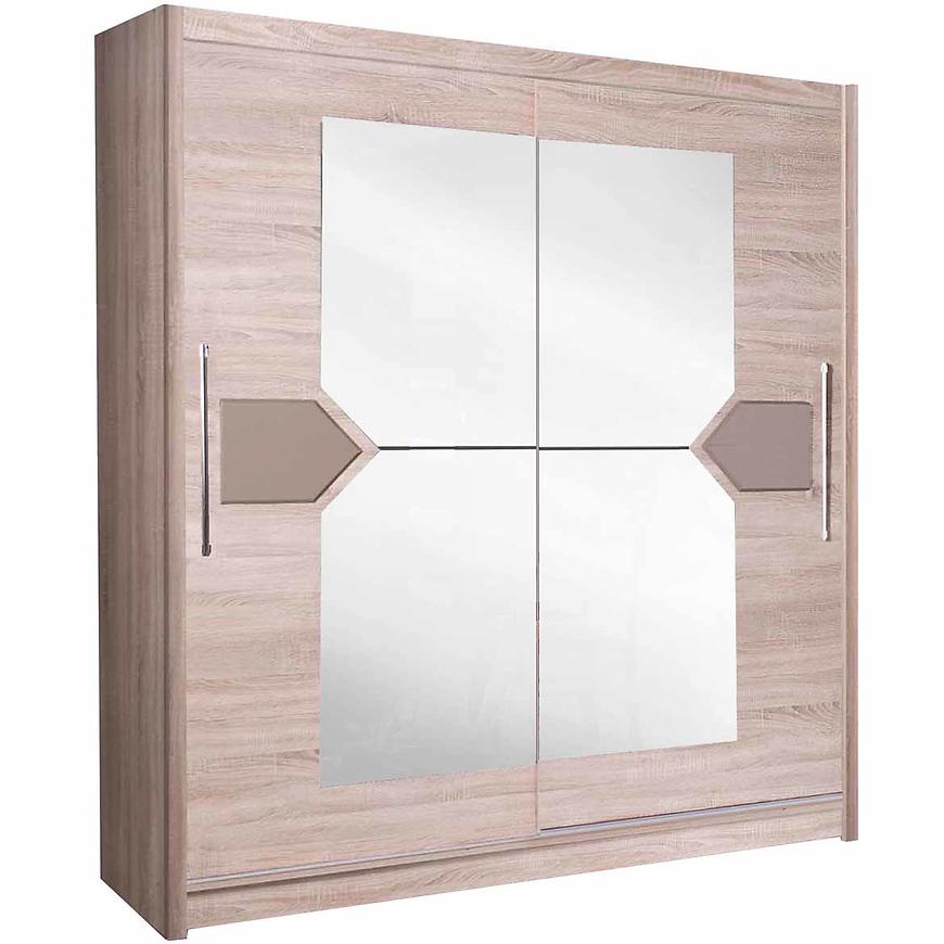 Skříň Se Zrcadlem Denver 200cm Dub Sonoma/Cappuccino BAUMAX