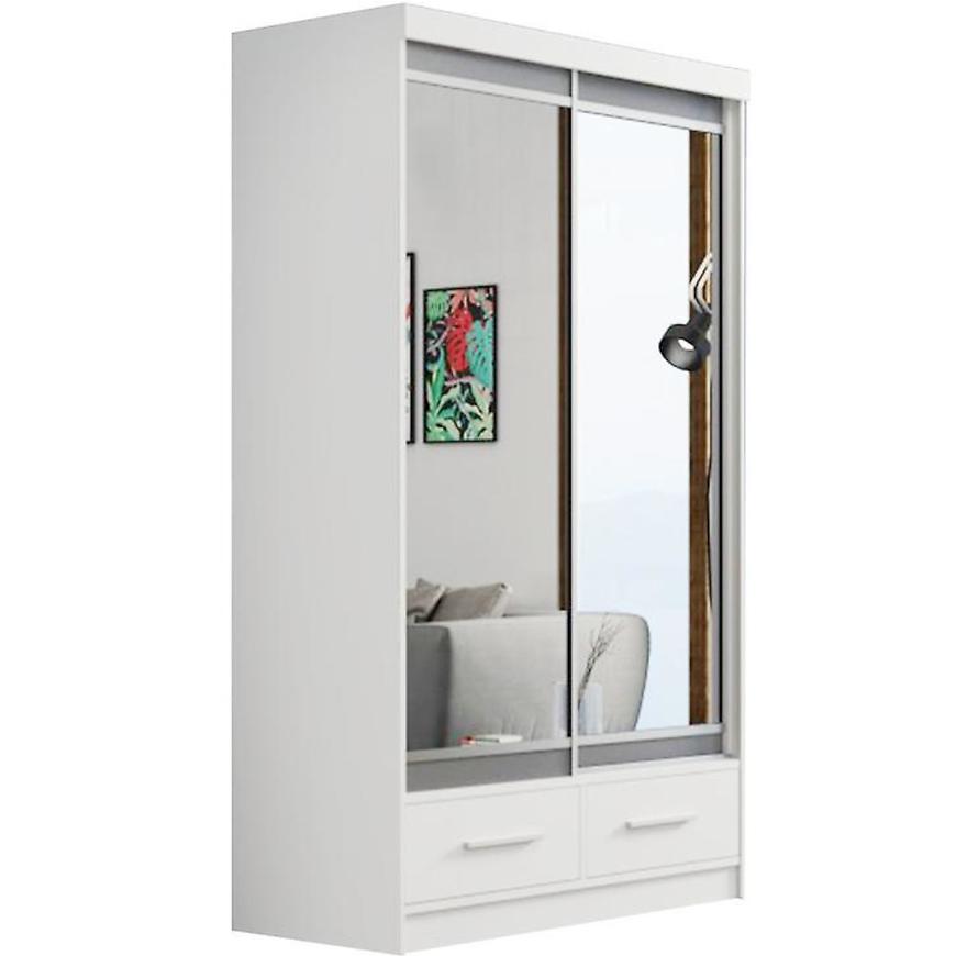 Skříň Se Zrcadlem Margo 120cm Dub Bílý Mat/Šedá BAUMAX