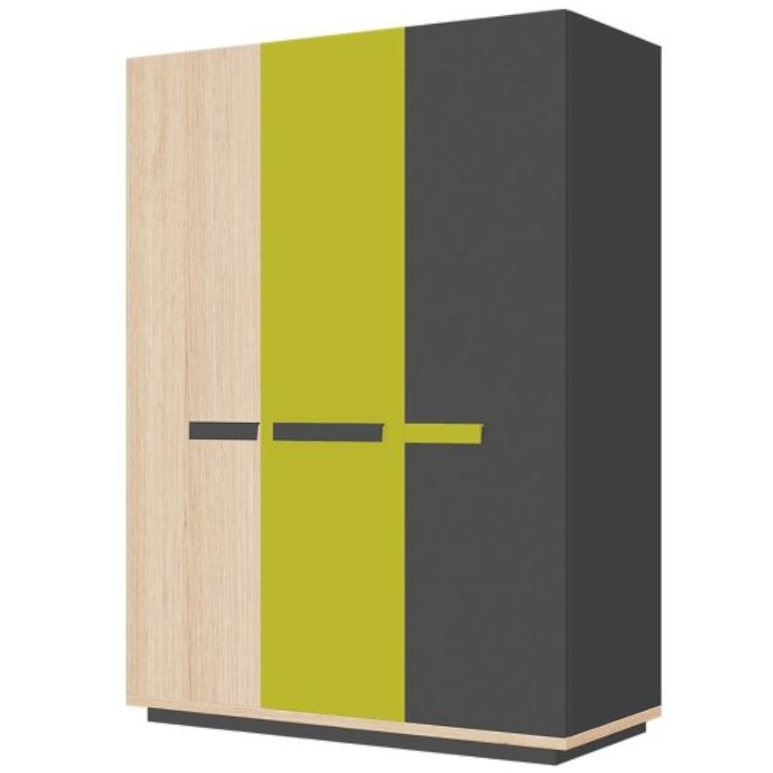 Skříň Wow 142 cm Grafit/Zelená Iguana/Dub Nagano BAUMAX