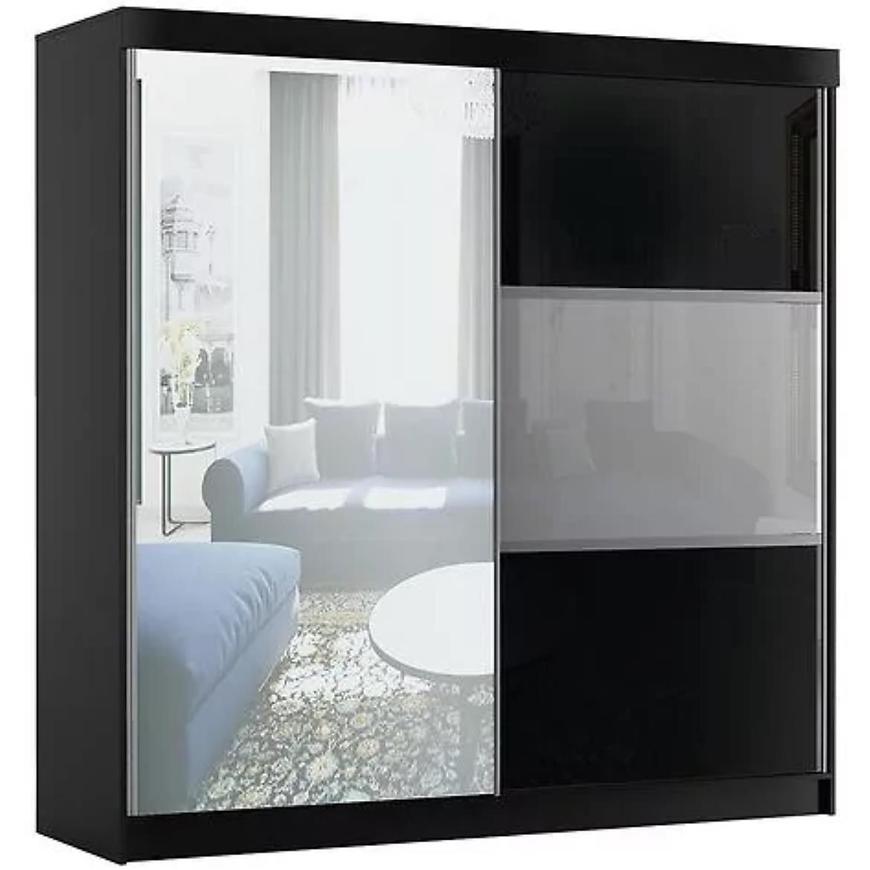 Skříň se zrcadlem Rumba 200 Černá Lesk BAUMAX