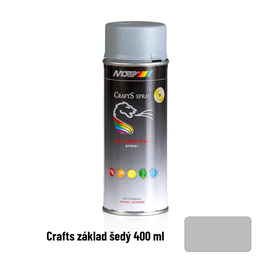 Sprej Crafts základní lak šedá 400ml MOTIP