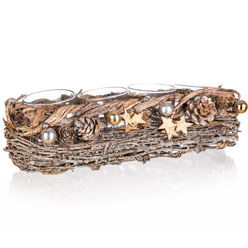 Svícen 4 svíčky 36 x15x10 hnědo-zlatý 63931246 BAUMAX