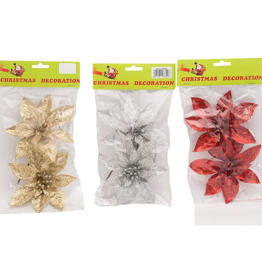 Vánoční růže 18cm 2 ks mix 39483 BAUMAX