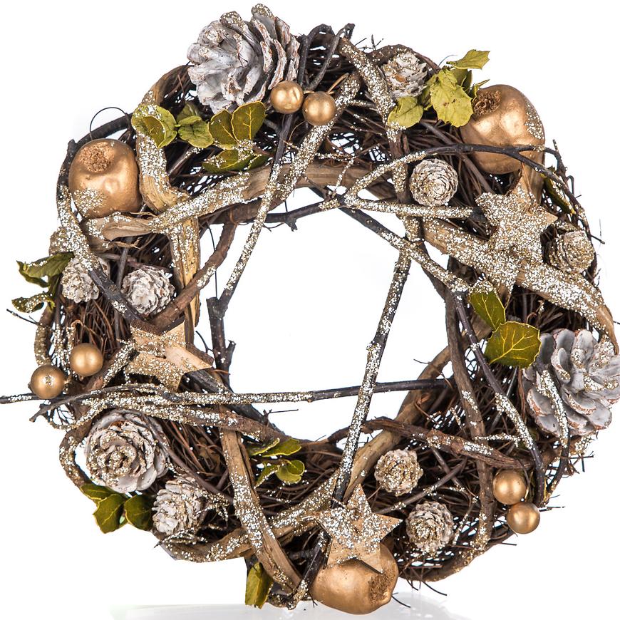 Vánoční věneček 25x8 hnědo-zlatý 63931012 BAUMAX