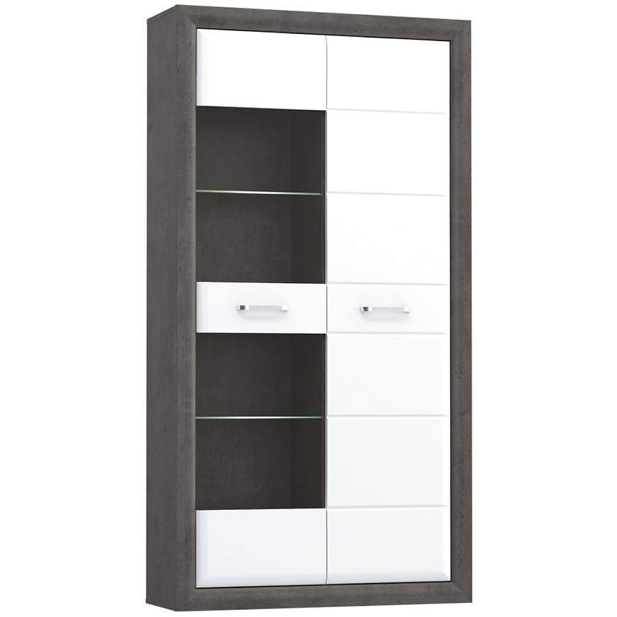 Vitrína 103 cm Lenox Bílý Lesk/Beton BAUMAX