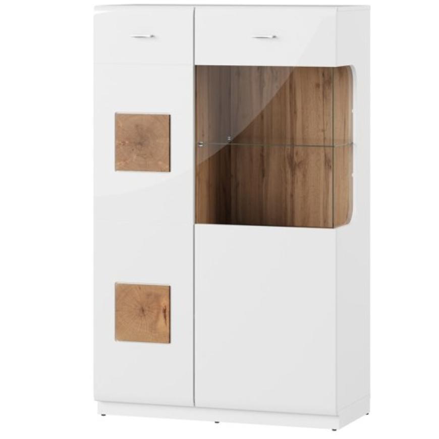 Vitrína 15 Wood 89 cm Bila/Dub Wotan BAUMAX