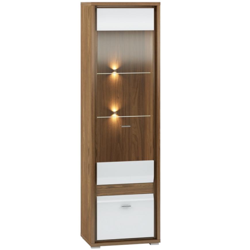 Vitrína Dallas 60cm Orech/Bílý Lesk/Orech BAUMAX