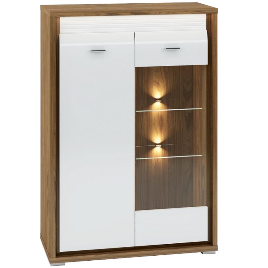Vitrína Dallas 92cm Orech/Bílý Lesk/Bílý BAUMAX