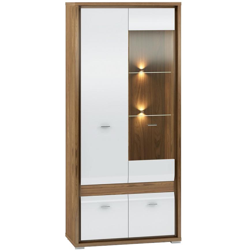 Vitrína Dallas 92cm Orech/Bílý Lesk/Orech BAUMAX