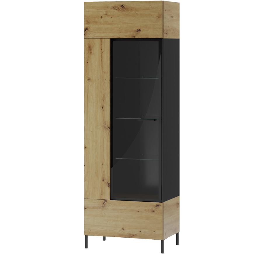 Vitrína Lucas 65cm L/P Dub Artisan/černy Mat BAUMAX