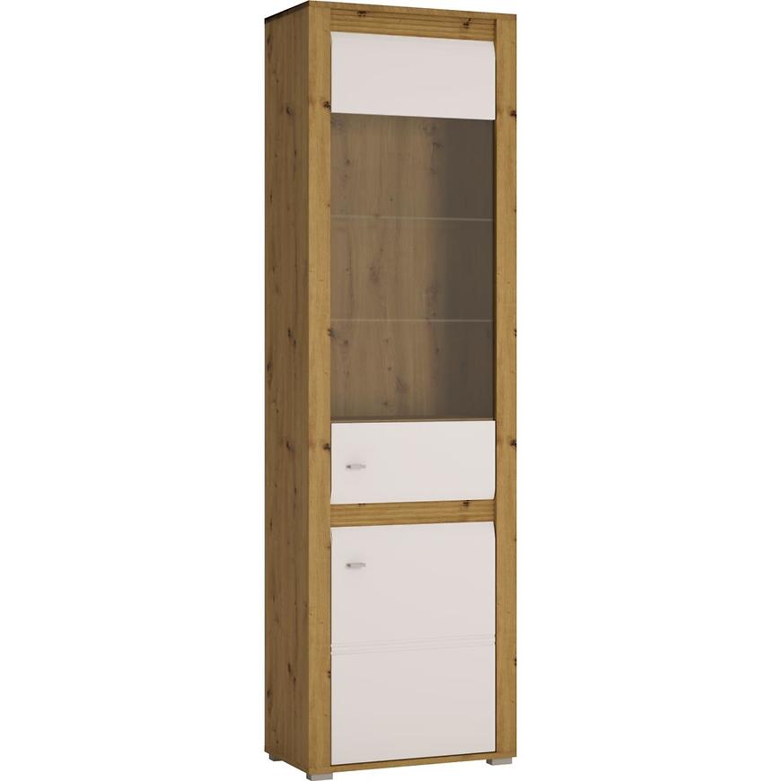 Vitrína Sevilla 60cm Dub Artisan/Bílý Lesk L BAUMAX
