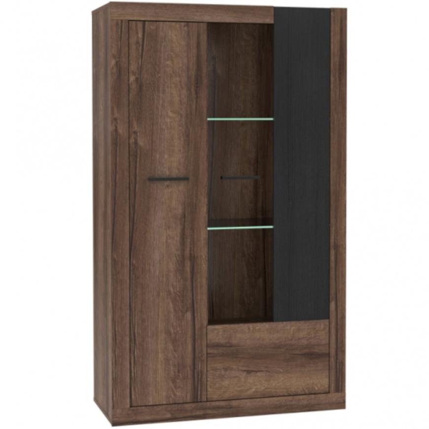 Vitrína Trass 93 cm Dub/Černá