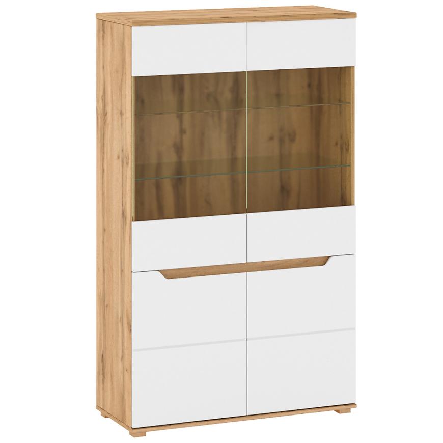 Vitrína Vincent 80cm Bílá/Dub Wotan BAUMAX