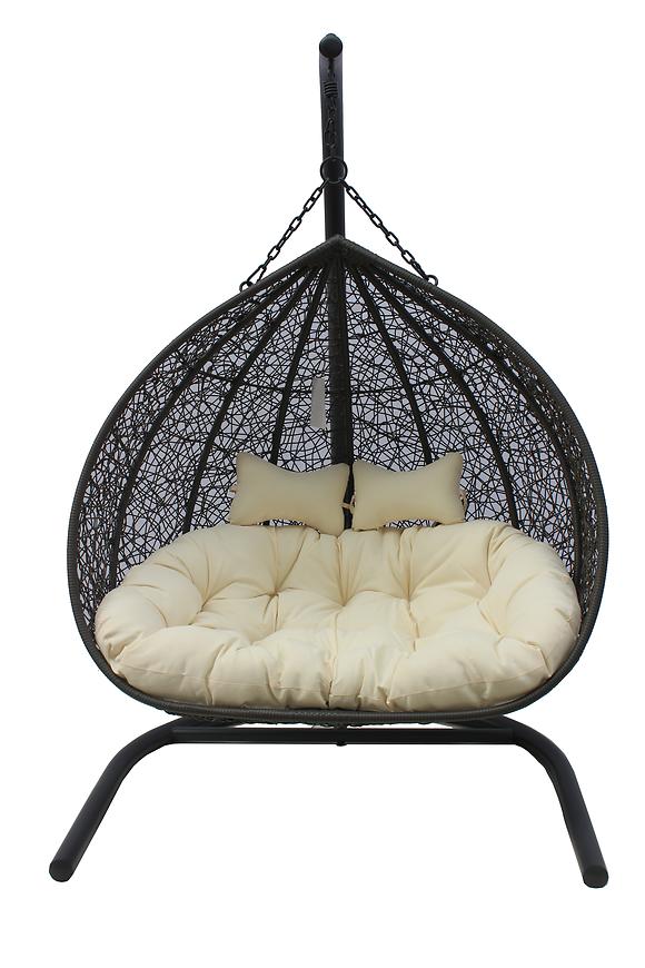 Závěsné křeslo pro 2 osoby + polštáře Dubaj šedá BAUMAX