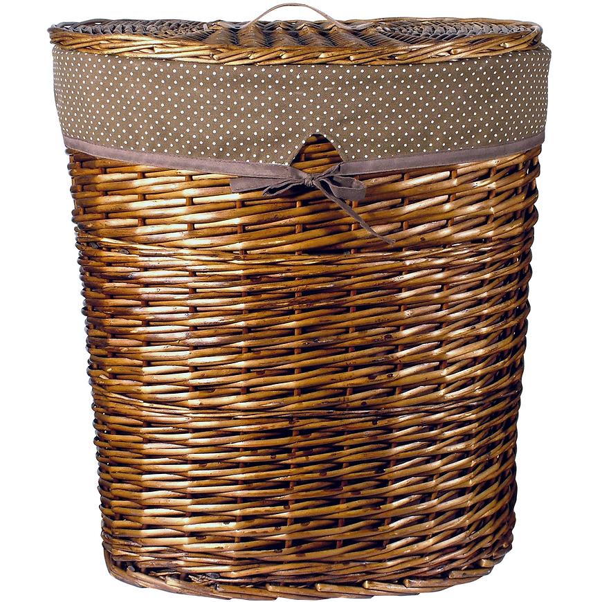 Proutěný košík ovál 49x37x55 s víkem hnědý BAUMAX