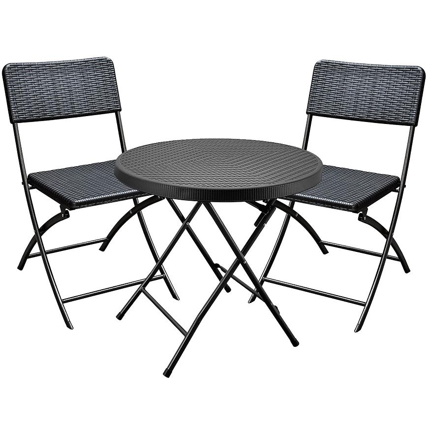 Sada kulatý stůl + 2 židle černá BAUMAX