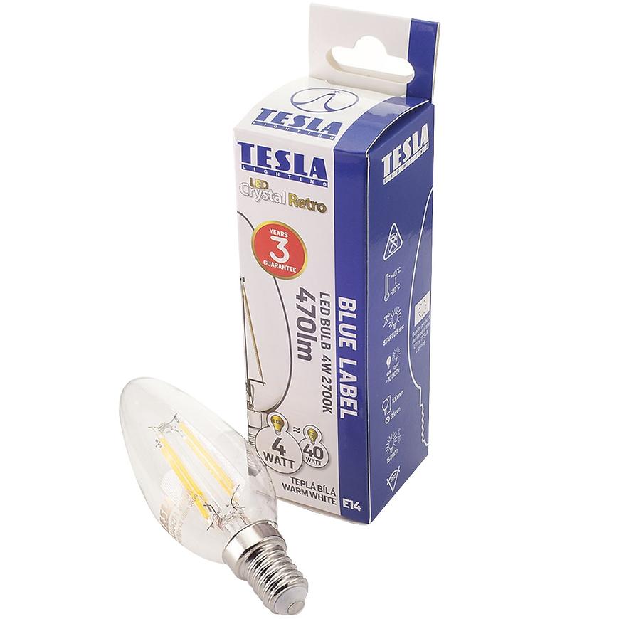Tesla - LED žárovka Filament Retro svíčka TESLA