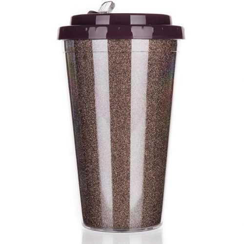 Hrnek cestovní Glitters 500 ml hnědý 48788644 Baumax