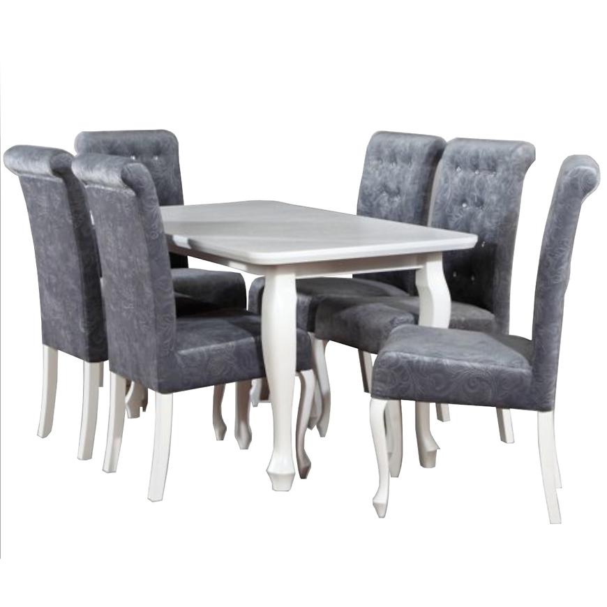 Jídelní set Zeus 1+6 St43 140x80+40 W124 Bílý Art.11824 Baumax
