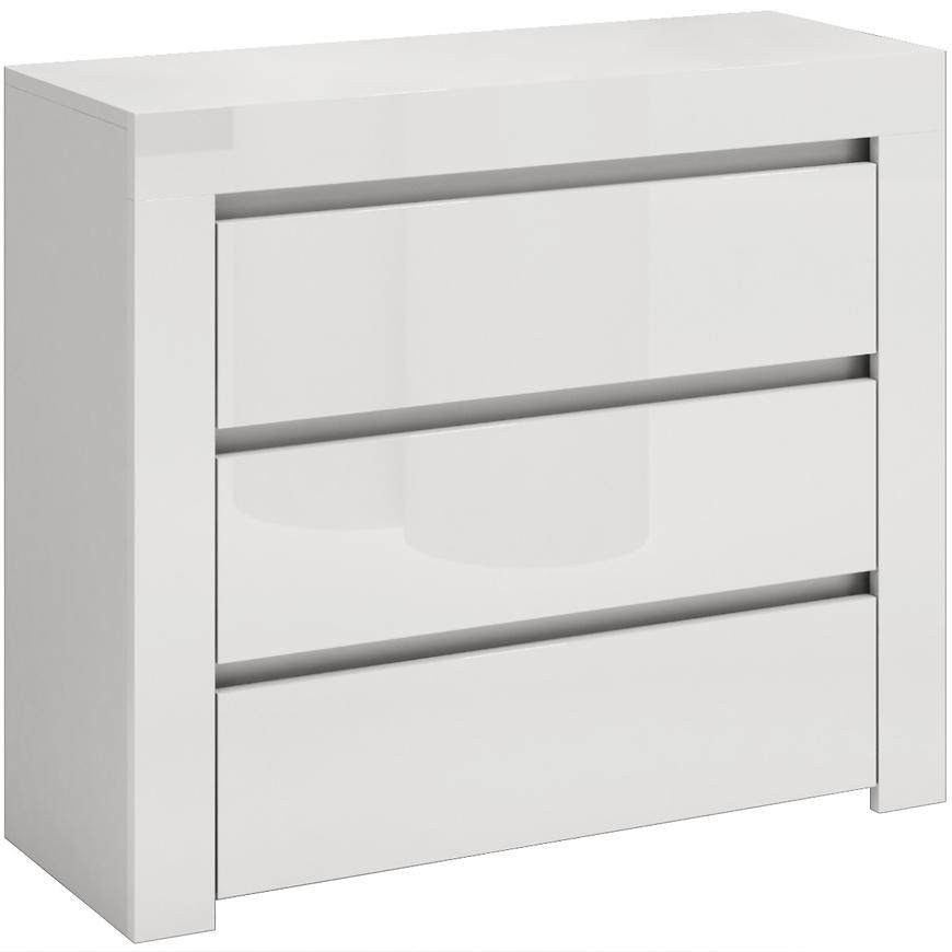 Komoda Deko D3 Bílý -Bílý Lesk Baumax