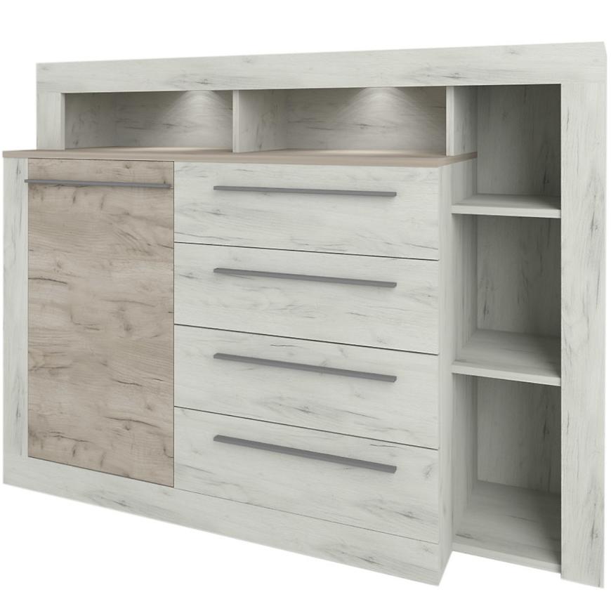 Komoda Milana Oak Grey Craft/Oak White Craft Baumax