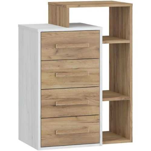 Komoda Rio 64cm Dub Craft Bílý/Zlatý P4S Baumax