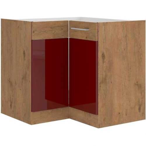 Kuchyňská skříňka Vigo bordó lesk/ dub lancelot HG 89X89 DN 1F BB Baumax