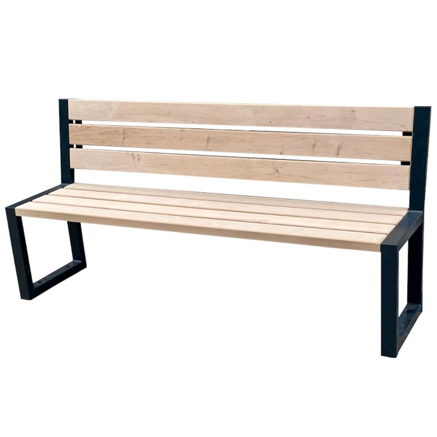 Moderní lavička s opěradlem přírodní dřevo Baumax