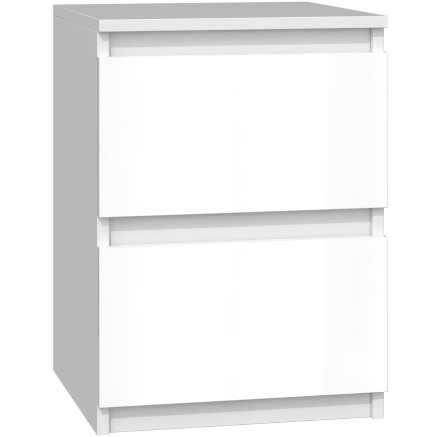 Noční Stolek Malwa M2 Bílý/Bílý Lesk Baumax