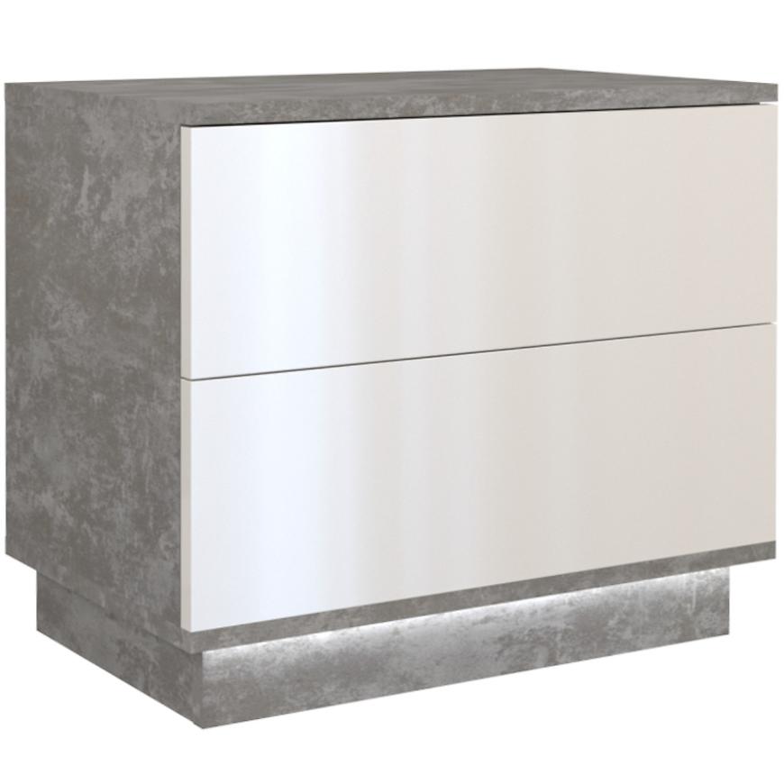 Noční Stolek Sela S2 Bílý Beton/Bílý Lesk Baumax