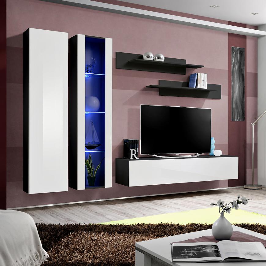 Obývací Stěna Fly A+Sklo Bily/Černá Zw Fy A4 Baumax