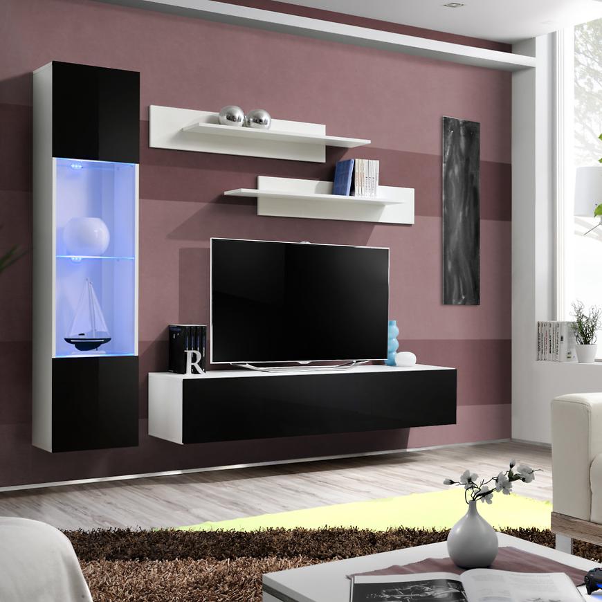 Obývací Stěna Fly G+Sklo Černá /BILY Ws Fy G3 Baumax