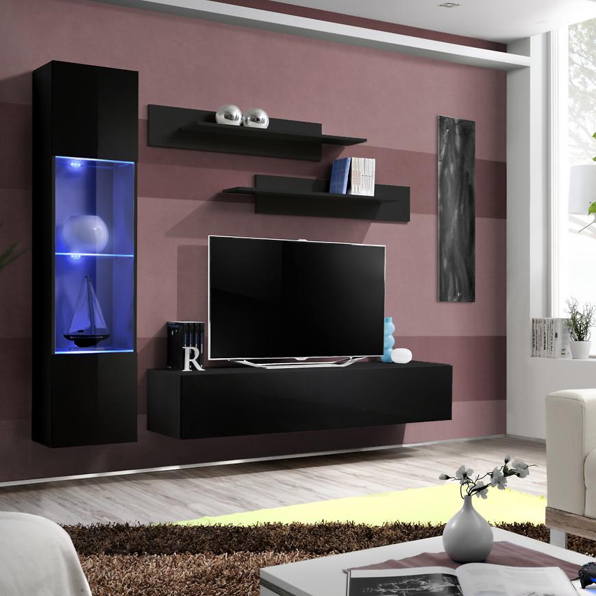 Obývací Stěna Fly G+Sklo Černá Zz Fy G3 Baumax