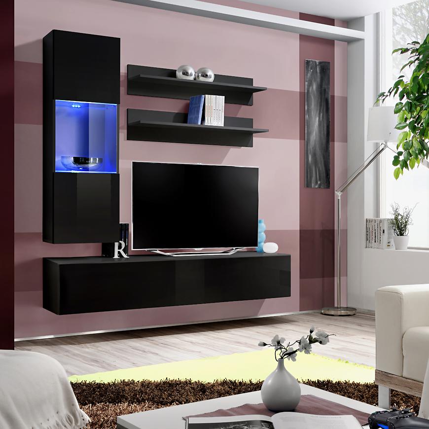 Obývací Stěna Fly H+Sklo Černá Zz Fy H3 Baumax