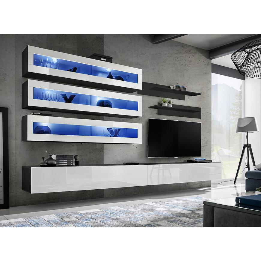 Obývací Stěna Fly J+Sklo Bily/Černá Zw Fy J2 Baumax