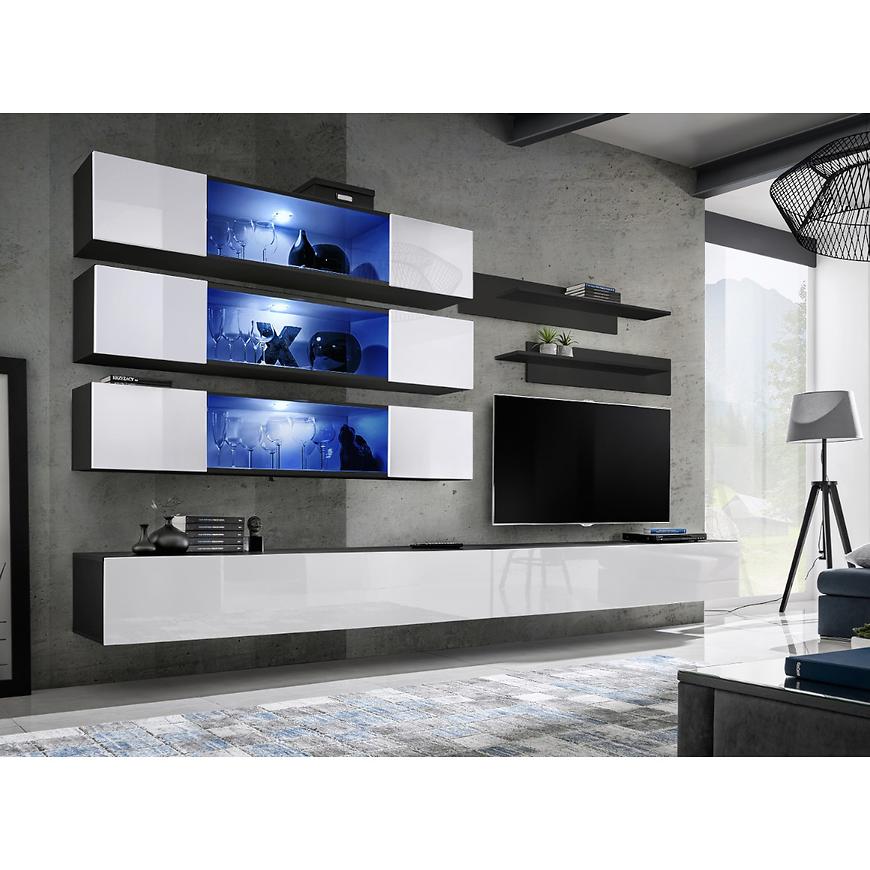 Obývací Stěna Fly J+Sklo Bily/Černá Zw Fy J3 Baumax