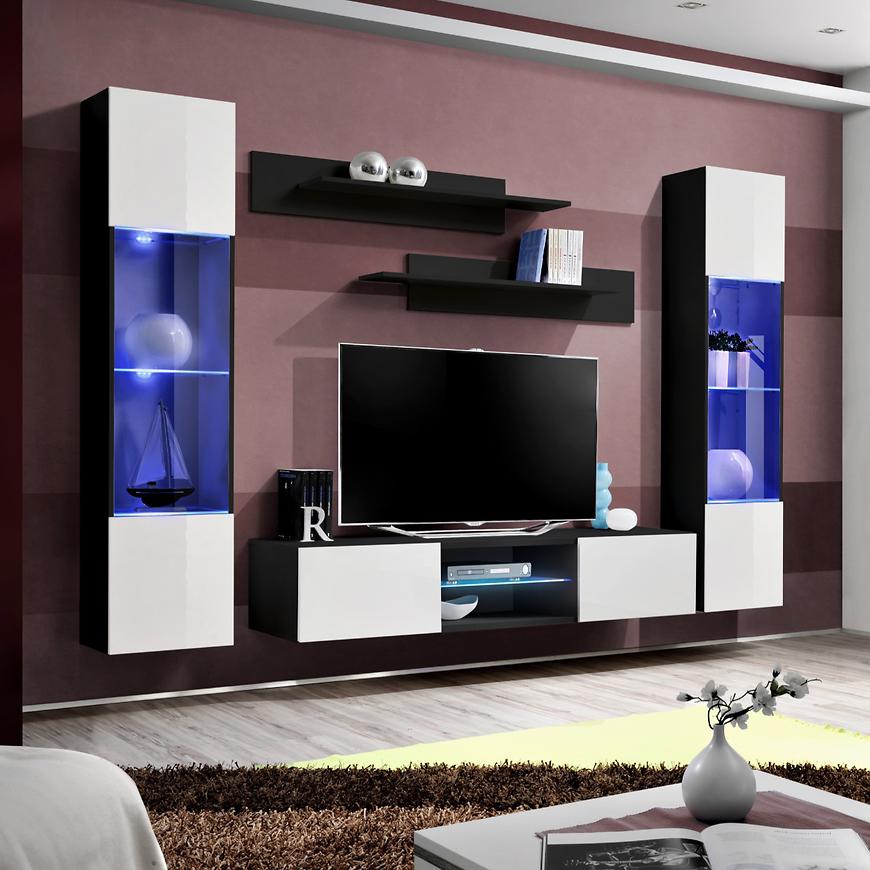 Obývací Stěna Fly O+Sklo Bily/Černá Zw Fy O3 Baumax