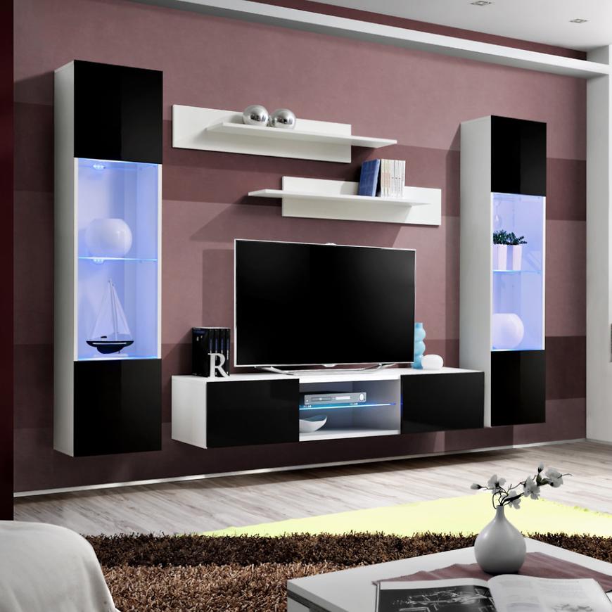 Obývací Stěna Fly O+Sklo Černá /BILY Ws Fy O3 Baumax